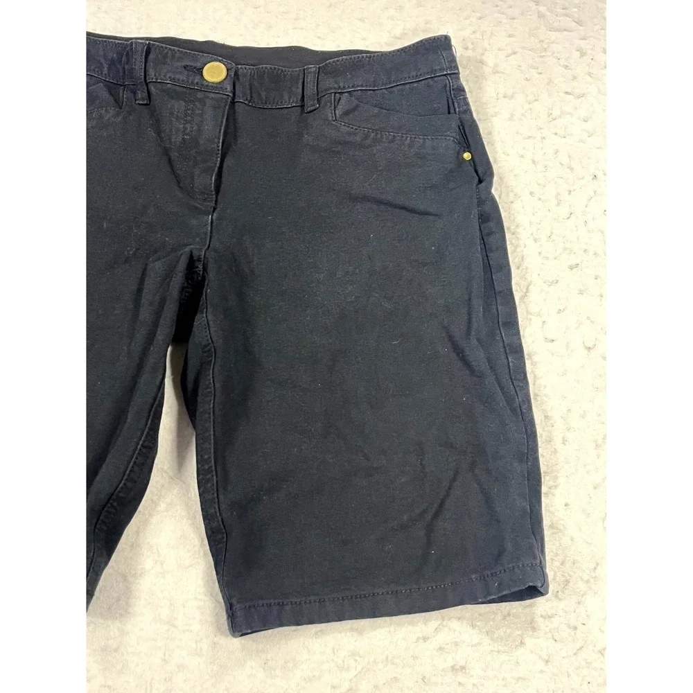 Chicos Bermuda Shorts Womens 00 Black Cotton Stretch Low Rise Casual‎ Wear
